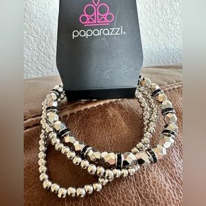 Paparazzi bracelets- new silver and black